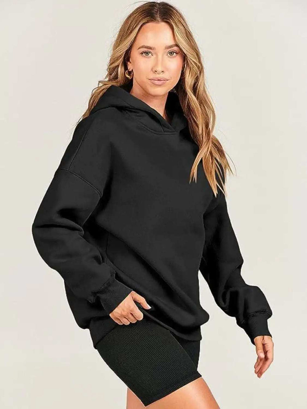 Dropped Shoulder Long Sleeve Hoodie - Trendsi - Flyclothing LLC