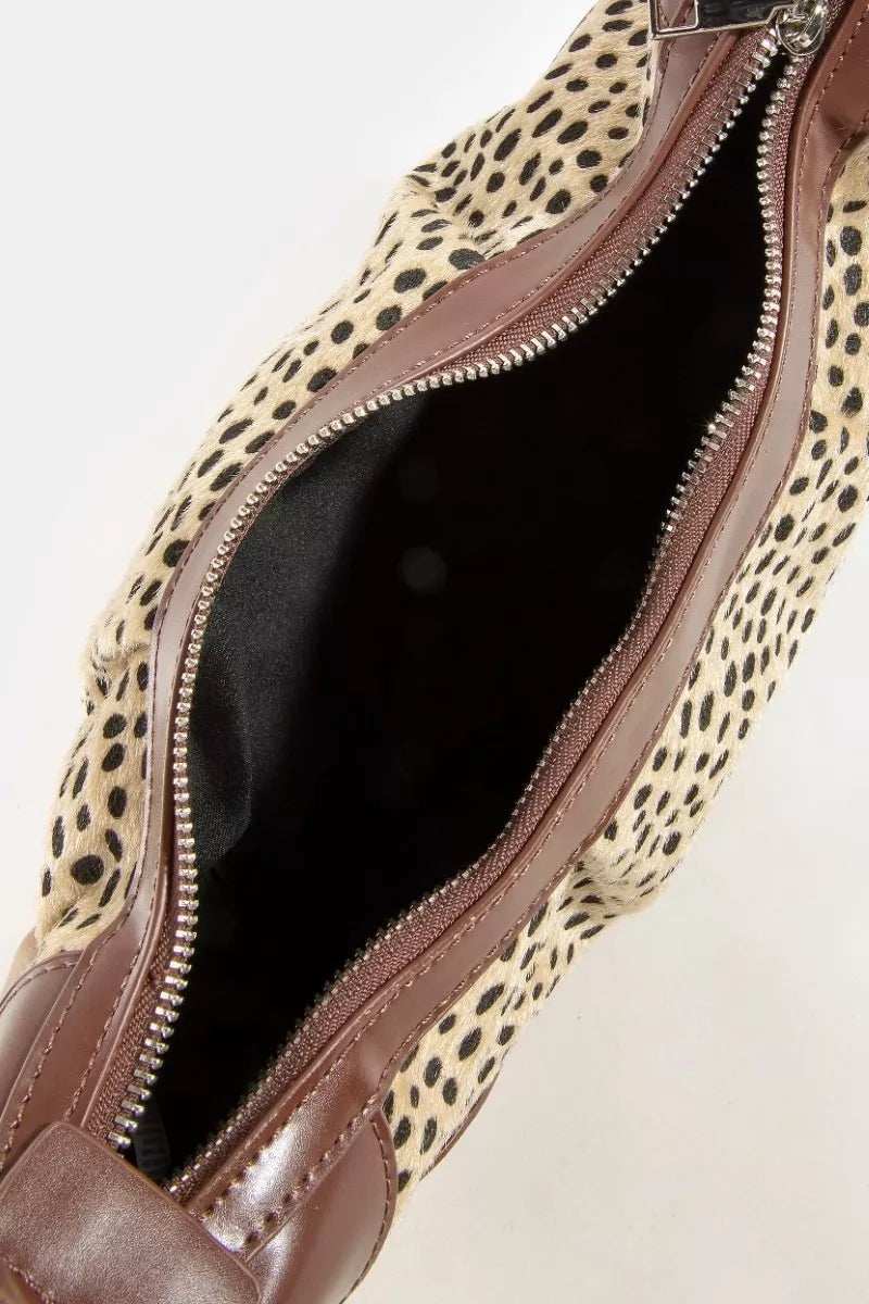 Fame Spotted Leopard Print Half Moon Shoulder Bag - Trendsi - Flyclothing LLC