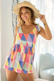 BiBi Multi Color Block Brushed Tied Ribbon Shoulder Top - Trendsi - Flyclothing LLC