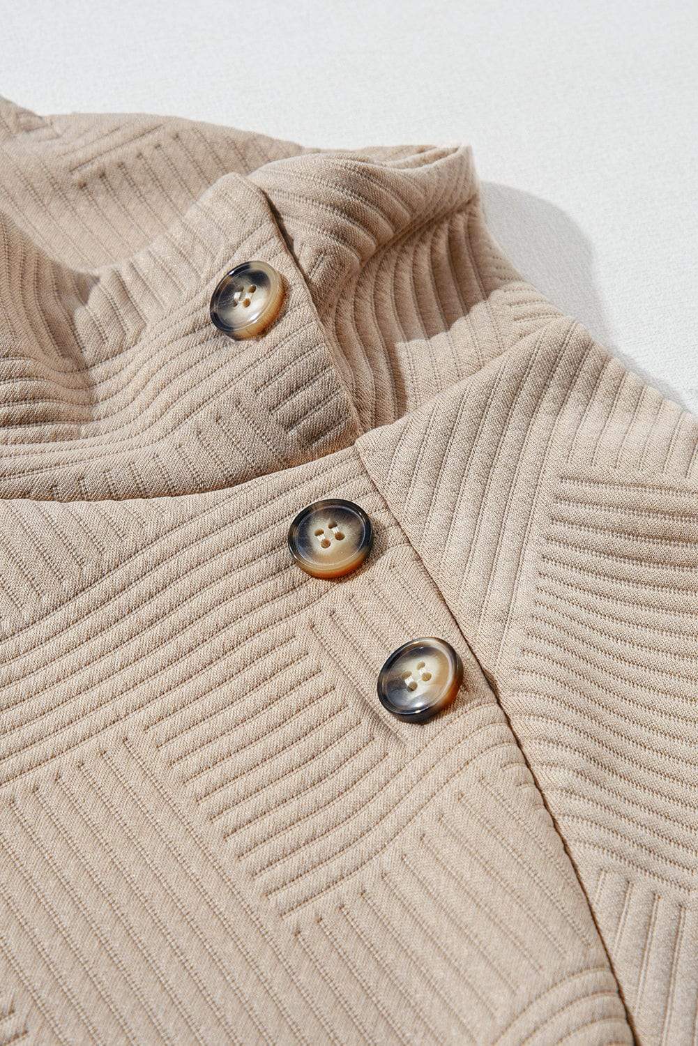 Textured Turtleneck Long Sleeve Sweatshirt - Trendsi - Flyclothing LLC
