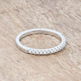 0.11ct CZ Rhodium Plated Classic Band Ring With Round Cut Cubic Zirconia In A Pave Setting - JGI - Flyclothing LLC