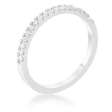 0.11ct CZ Rhodium Plated Classic Band Ring With Round Cut Cubic Zirconia In A Pave Setting - JGI - Flyclothing LLC