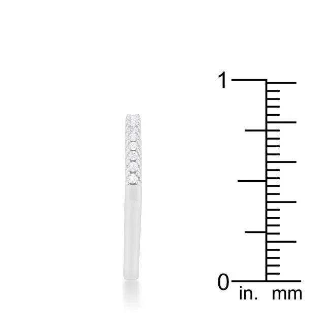 0.11ct CZ Rhodium Plated Classic Band Ring With Round Cut Cubic Zirconia In A Pave Setting - JGI - Flyclothing LLC