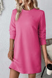Textured Round Neck Long Sleeve Mini Dress - Trendsi - Flyclothing LLC