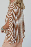 Stripe Batwing Sleeve Round Neck Oversized Top - Trendsi