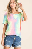 BiBi Tie Dye French Terry Print Top - Trendsi - Flyclothing LLC