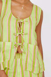 Tied Front Striped Top and Pants Set - Trendsi - Flyclothing LLC