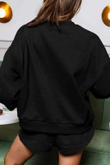 COFFEE Sequin Round Neck Long Sleeve Top and Shorts Set - Trendsi - Flyclothing LLC