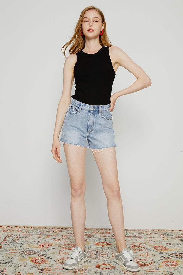 High Rise Denim Shorts HJ167 [FINAL SALE] - Hey Joanie - Flyclothing LLC