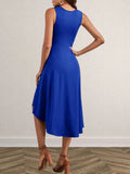 Ruched Round Neck Sleeveless Dress - Trendsi