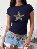 Devine Star Round Neck Short Sleeve T-Shirt - Trendsi - Flyclothing LLC
