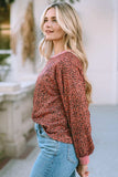 Leopard Round Neck Long Sleeve Sweatshirt - Trendsi - Flyclothing LLC