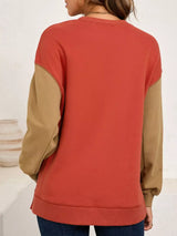 Halloween Glitter Ghost Patched Pattern Color Block Sweatshirt - Trendsi - Flyclothing LLC