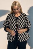Double Take Tied Checkered Dropped Shoulder Flounce Sleeve Cardigan - Trendsi - Flyclothing LLC