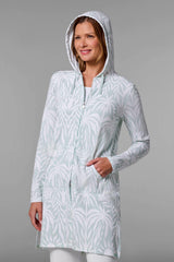 Women's Cabana Long Zip-Up Hoodie | Misty Aqua American Palm
