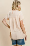 Cotton Bleu by Nu Label Eyelet Round Neck Short Sleeve T-Shirt - Trendsi