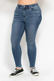 Judy Blue Plus Size High Waist Skinny with Destroy & Shark Bit Hem - Trendsi
