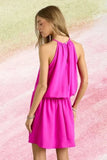 ADORA Halter Neck Smocking Waist Dress - Trendsi