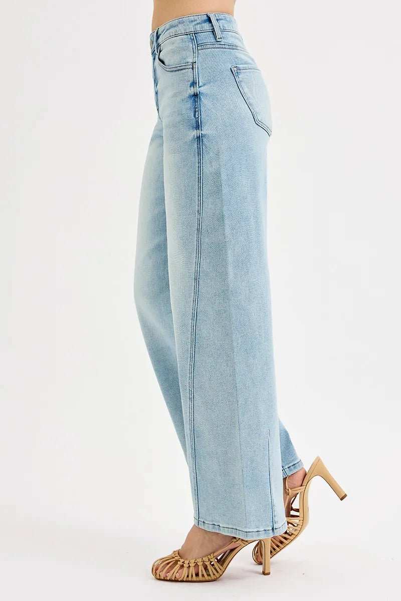 RISEN Full Size Mid Rise Fit Barrel Jeans Plus Size - Trendsi - Flyclothing LLC