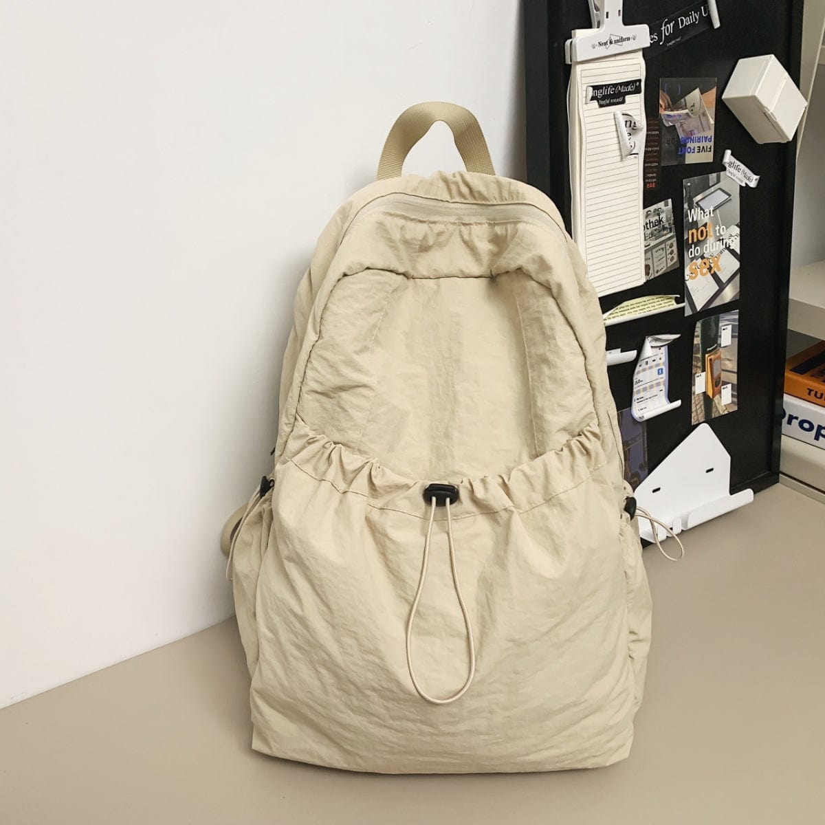 Drawstring Nylon Backpack Bag - Trendsi
