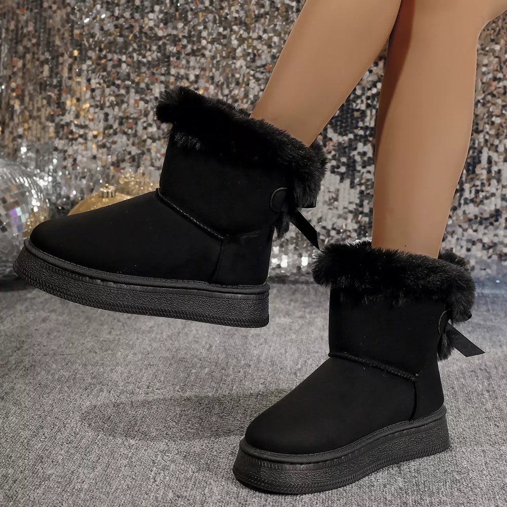 Cozy Faux Fur Trim Boots - Trendsi - Flyclothing LLC