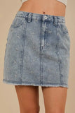 VERY J Bow Printed Casual Denim Mini Skirt - Trendsi