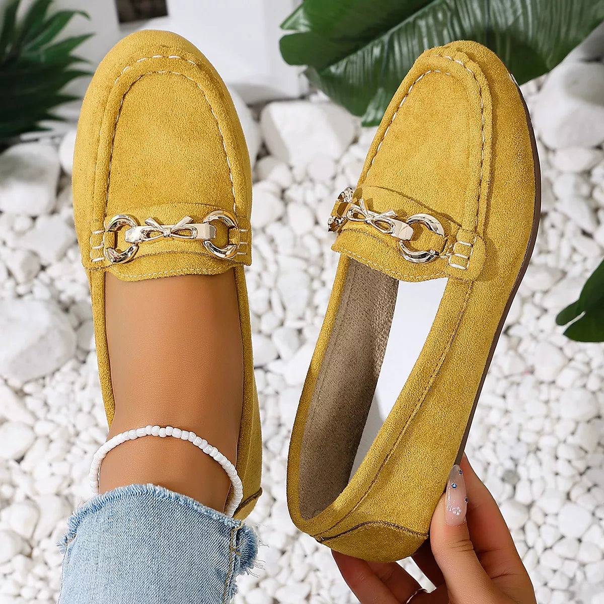 Comfortable Flat Loafers with Decorative Buckle - Trendsi - Flyclothing LLC