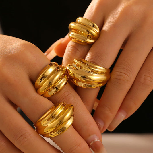 18K Gold-Plated Titanium Steel Open Ring - Trendsi