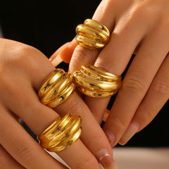 18K Gold-Plated Titanium Steel Open Ring - Trendsi