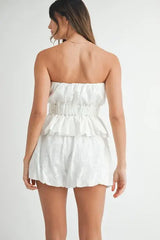 MABLE Floral Eyelet Lace Tube Top and Short Set - Trendsi - Flyclothing LLC