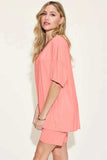 Basic Bae Bamboo Full Size V-Neck Drop Shoulder T-Shirt and Shorts Set - Trendsi - Flyclothing LLC