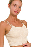 Zenana Washed Ribbed Seamless Double Strap Brami - Trendsi