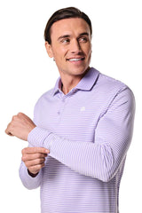 Men's Erodym Long Sleeve Sports Polo | Lavendula/White Stripe