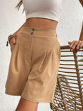 Pocketed Half Elastic Waist Shorts - Trendsi - Flyclothing LLC