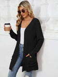 Pocketed Open Front Long Sleeve Cardigan - Trendsi - Flyclothing LLC