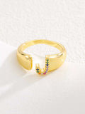 18K Gold-Plated Zircon Letter Ring - Trendsi - Flyclothing LLC