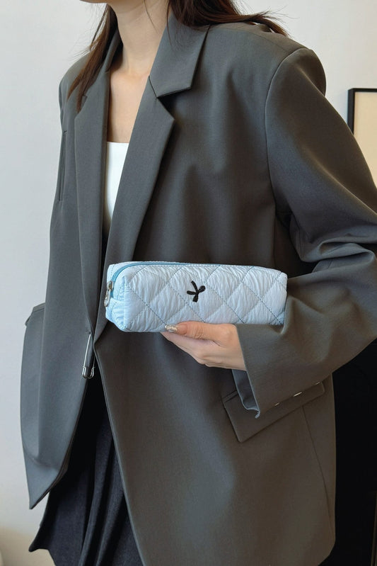 Bow Embroidered Quilted Storage Bag - Trendsi