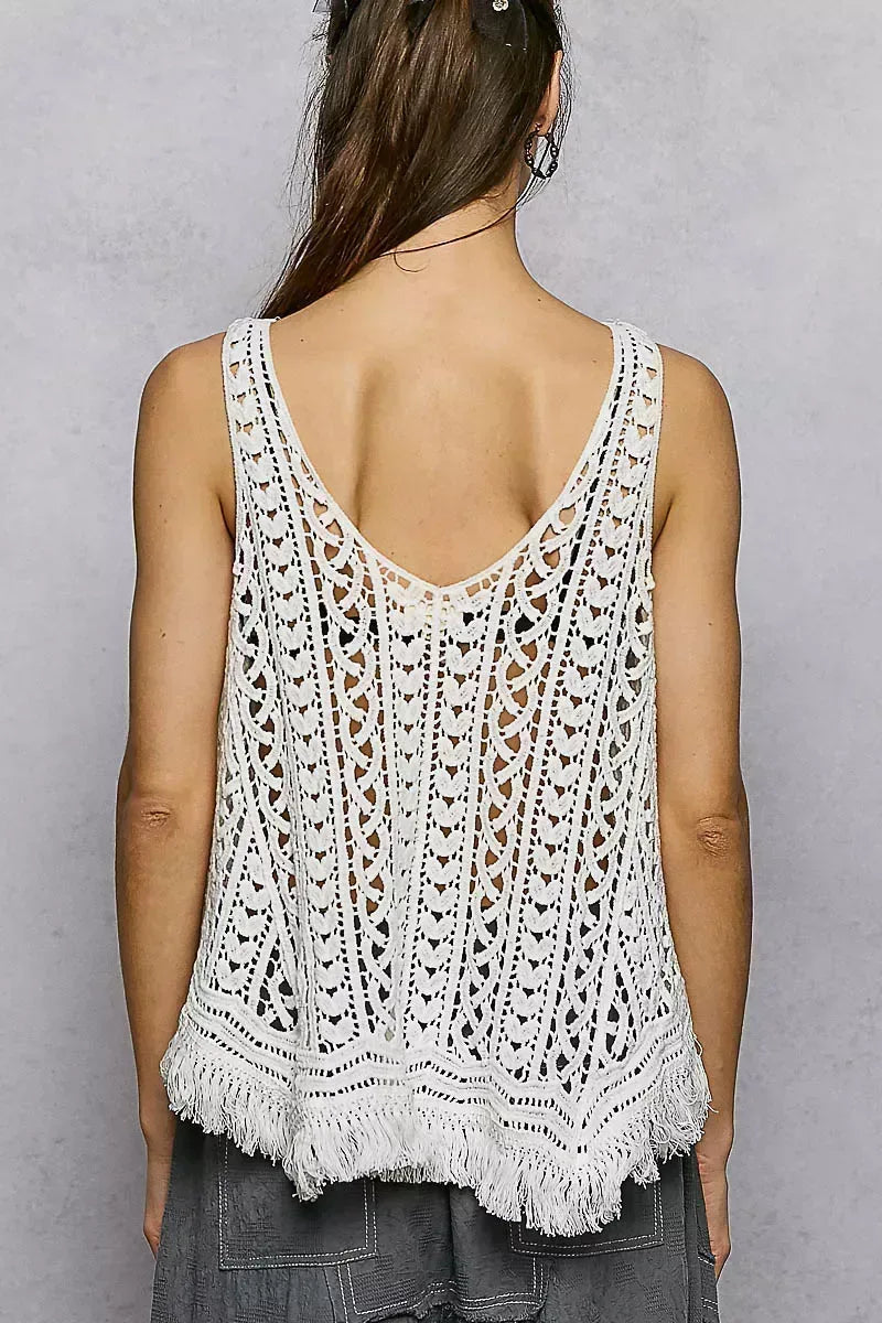 POL Crochet Fringe Hem Tank Top - Trendsi - Flyclothing LLC