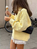 Letter Ribbed Hem Long Sleeve Sweater - Trendsi - Flyclothing LLC