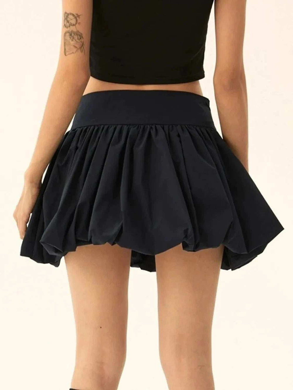Ruched Bubble Hem Mini Skirt - Trendsi - Flyclothing LLC
