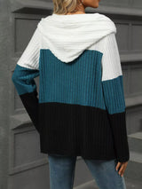 Color Block Half Zip Hooded Top - Trendsi - Flyclothing LLC