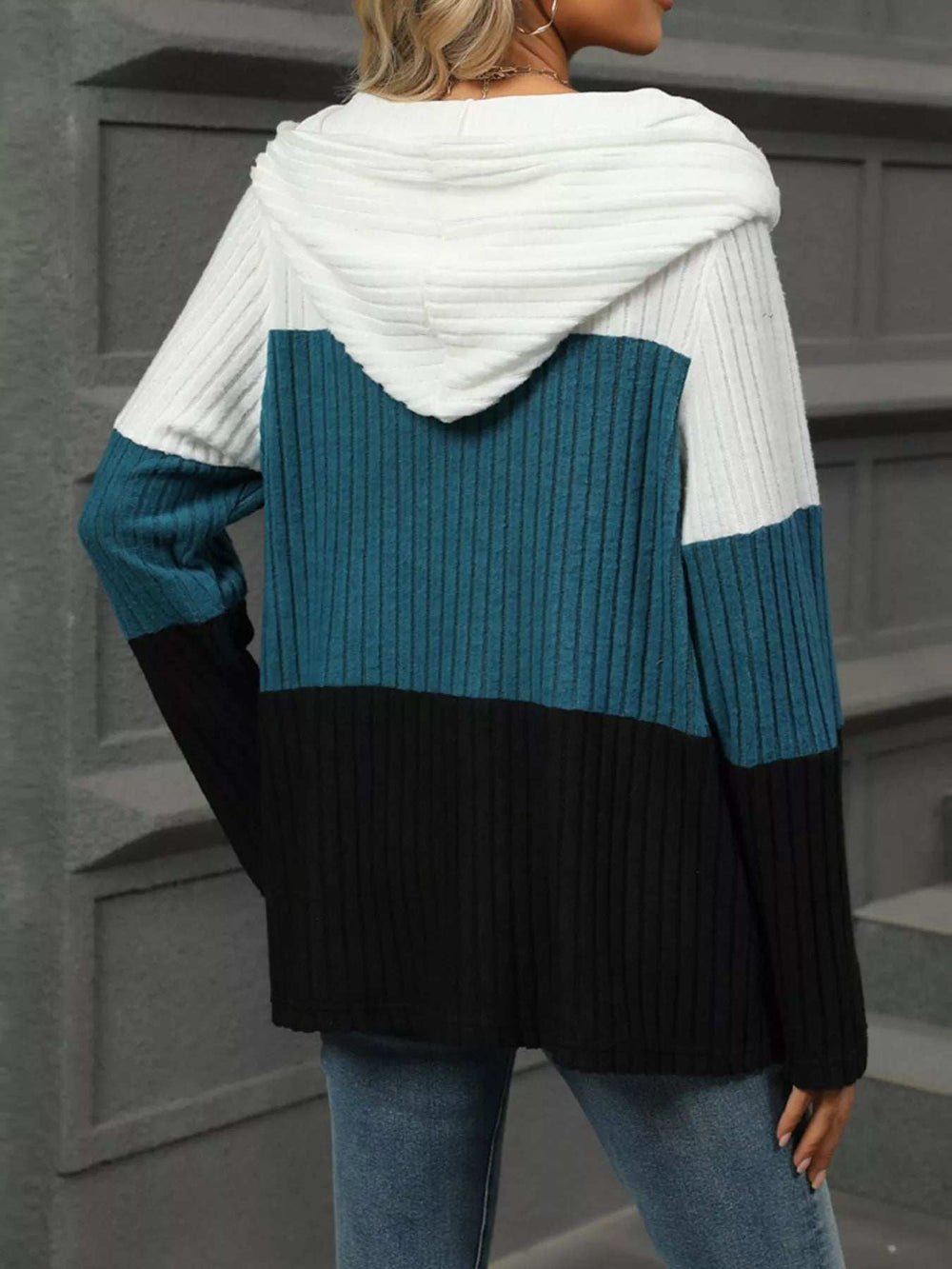 Color Block Half Zip Hooded Top - Trendsi - Flyclothing LLC