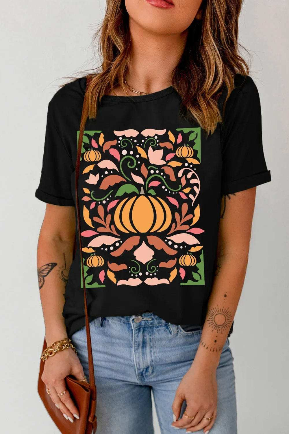 Graphic Round Neck Short Sleeve T-Shirt - Trendsi - Flyclothing LLC