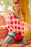 BiBi Christmas Theme Checker Board Sweater - Trendsi - Flyclothing LLC