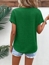 Textured Solid Color Short Sleeve Top - Trendsi - Flyclothing LLC