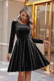 Round Neck Long Sleeve Knee Length Dress - Trendsi - Flyclothing LLC