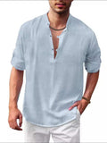 Men's Full Size Half Button Long Sleeve Shirt Plus Size - Trendsi - Flyclothing LLC