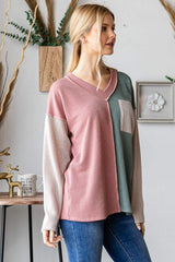 Heimish Color Block Exposed Seam Ribbed T-Shirt - Trendsi - Flyclothing LLC