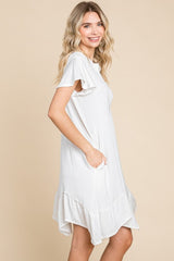 Culture Code Full Size Short Sleeve Ruffled Asymmetric Hem Dress - Trendsi