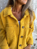 Full Size Fuzzy Button Up Drop Shoulder Jacket - Trendsi - Flyclothing LLC